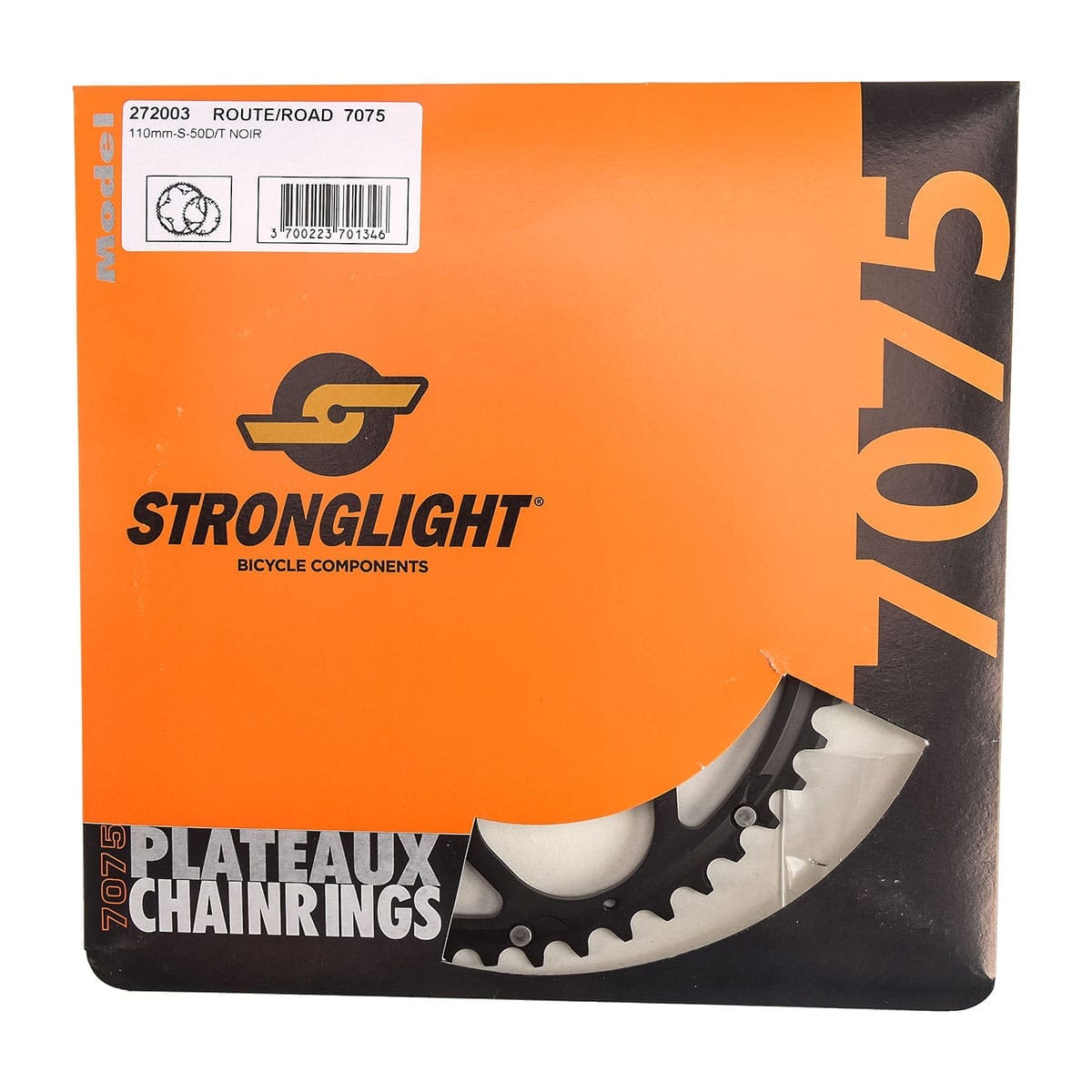 Buitenste Tandwiel 9/10V STRONGLIGHT ALU 7075 Type S 110 mm Zwart