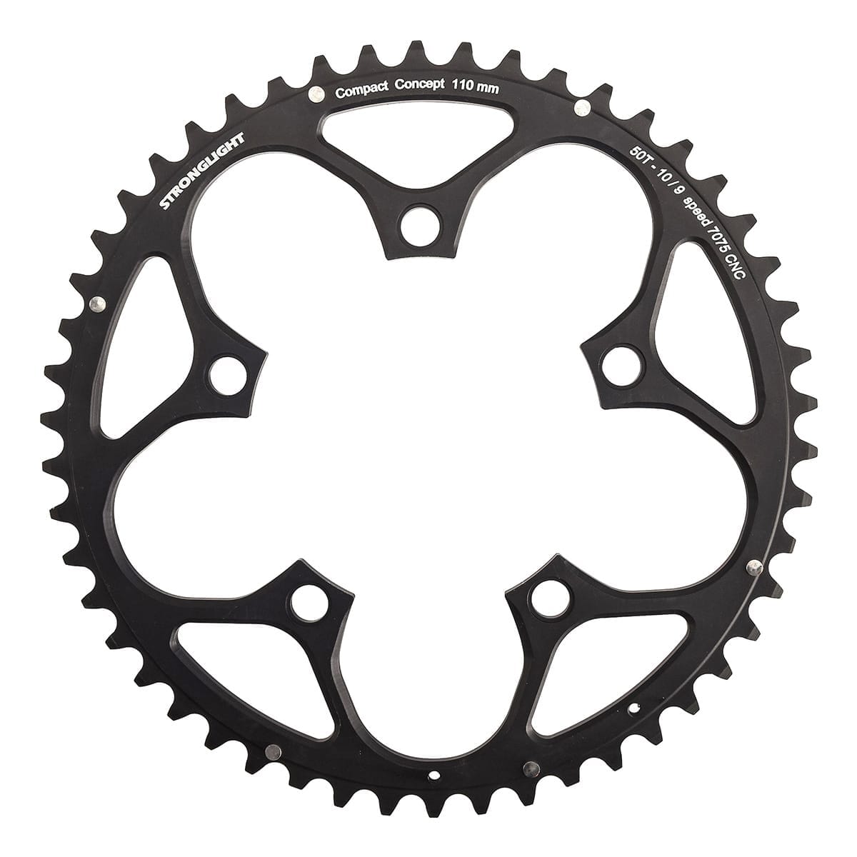 Buitenste Tandwiel 9/10V STRONGLIGHT ALU 7075 Type S 110 mm Zwart