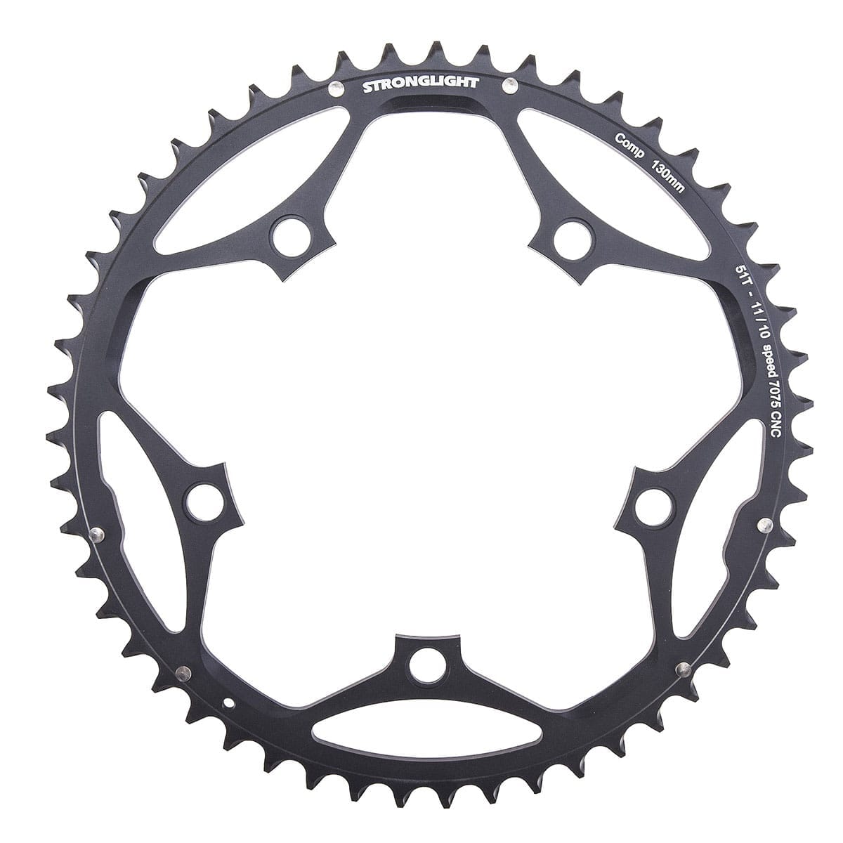 Yttre kedjekrans 10/11V STRONGLIGHT ALU 7075 Typ S 130 mm svart