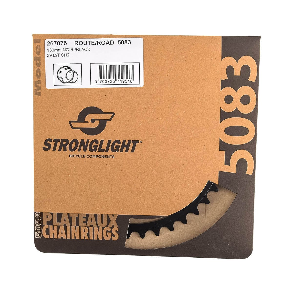 Inner Chainring 9/10S STRONGLIGHT ALU 5083 Type S 130 mm Black