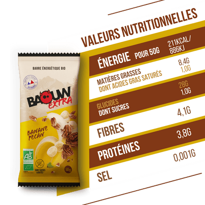 Energiereep BAOUW BIO EXTRA Banaan-Pecan (50g)