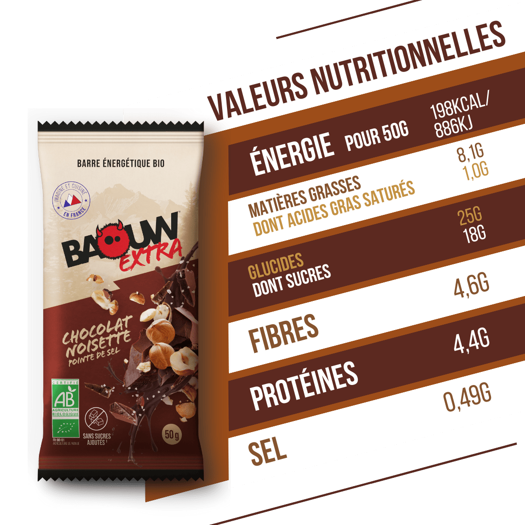 BAOUW BIO EXTRA Chocolate-Hazelnut Energy Bar (50g)