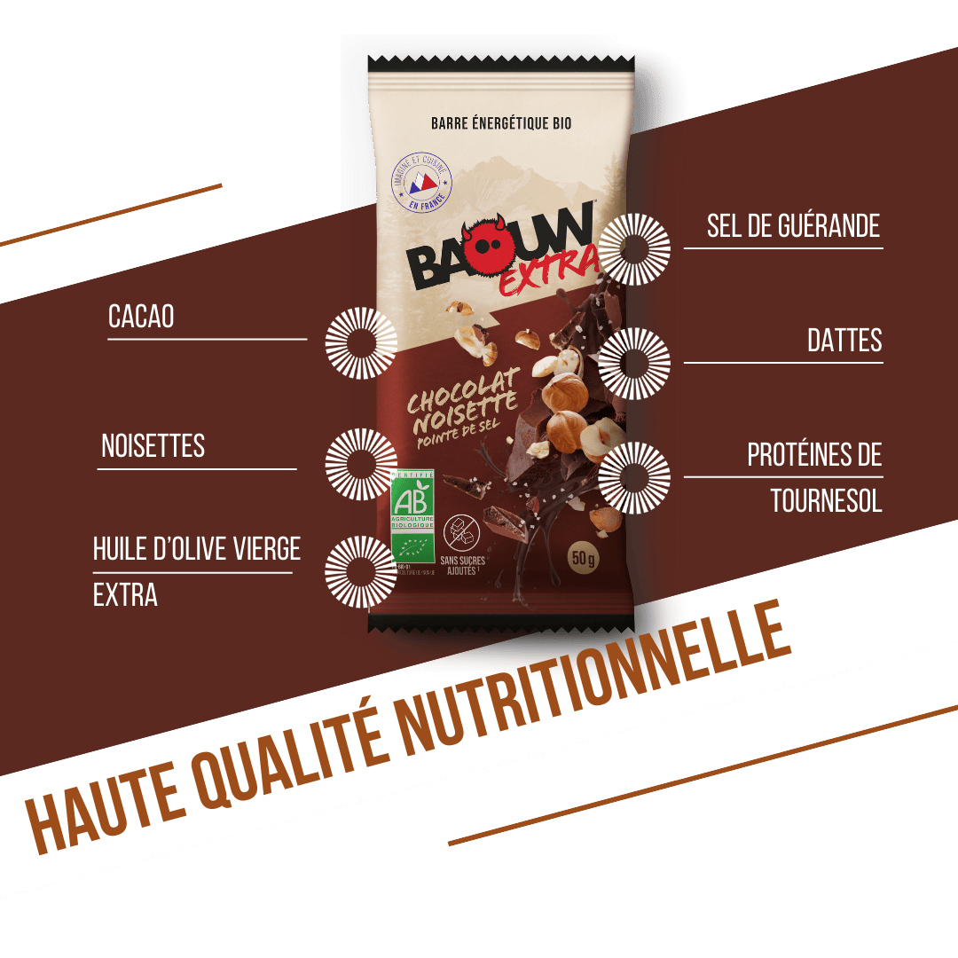 BAOUW BIO EXTRA Chocolate-Hazelnut Energy Bar (50g)