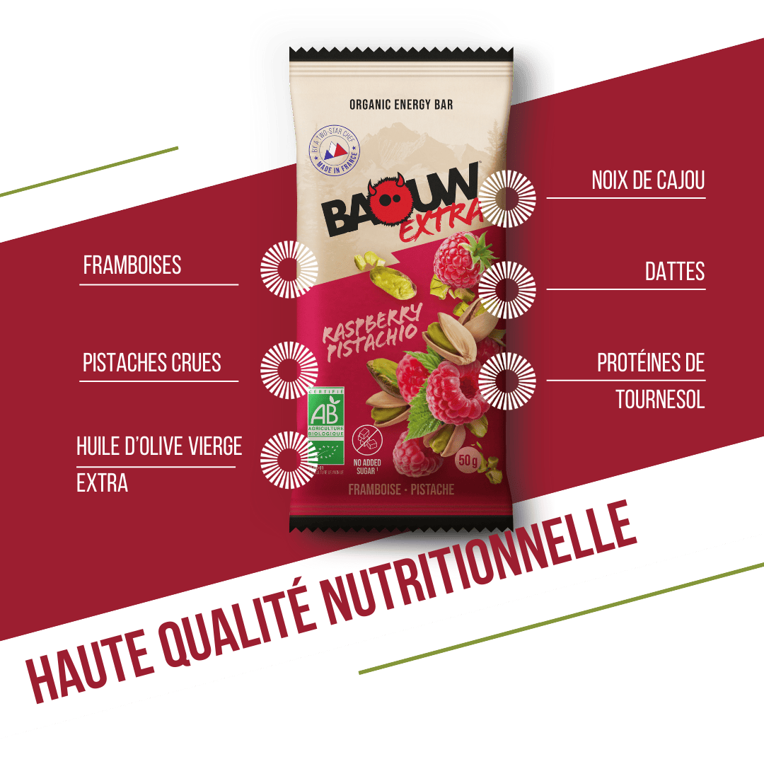 BAOUW BIO EXTRA Raspberry-Pistachio Energy Bar (50g)