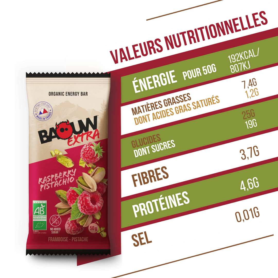 BAOUW BIO EXTRA Raspberry-Pistachio Energy Bar (50g)