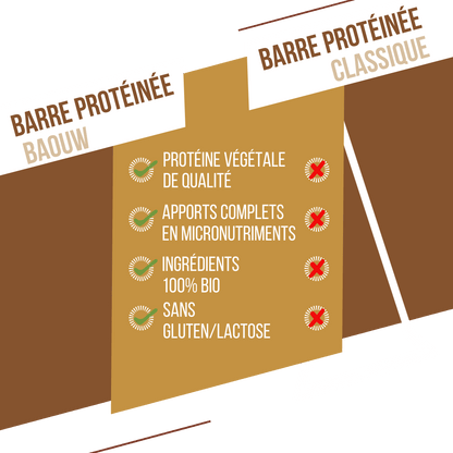 Barre Protéinée BAOUW BIO EXTRA Pomme/Cannelle (50g)