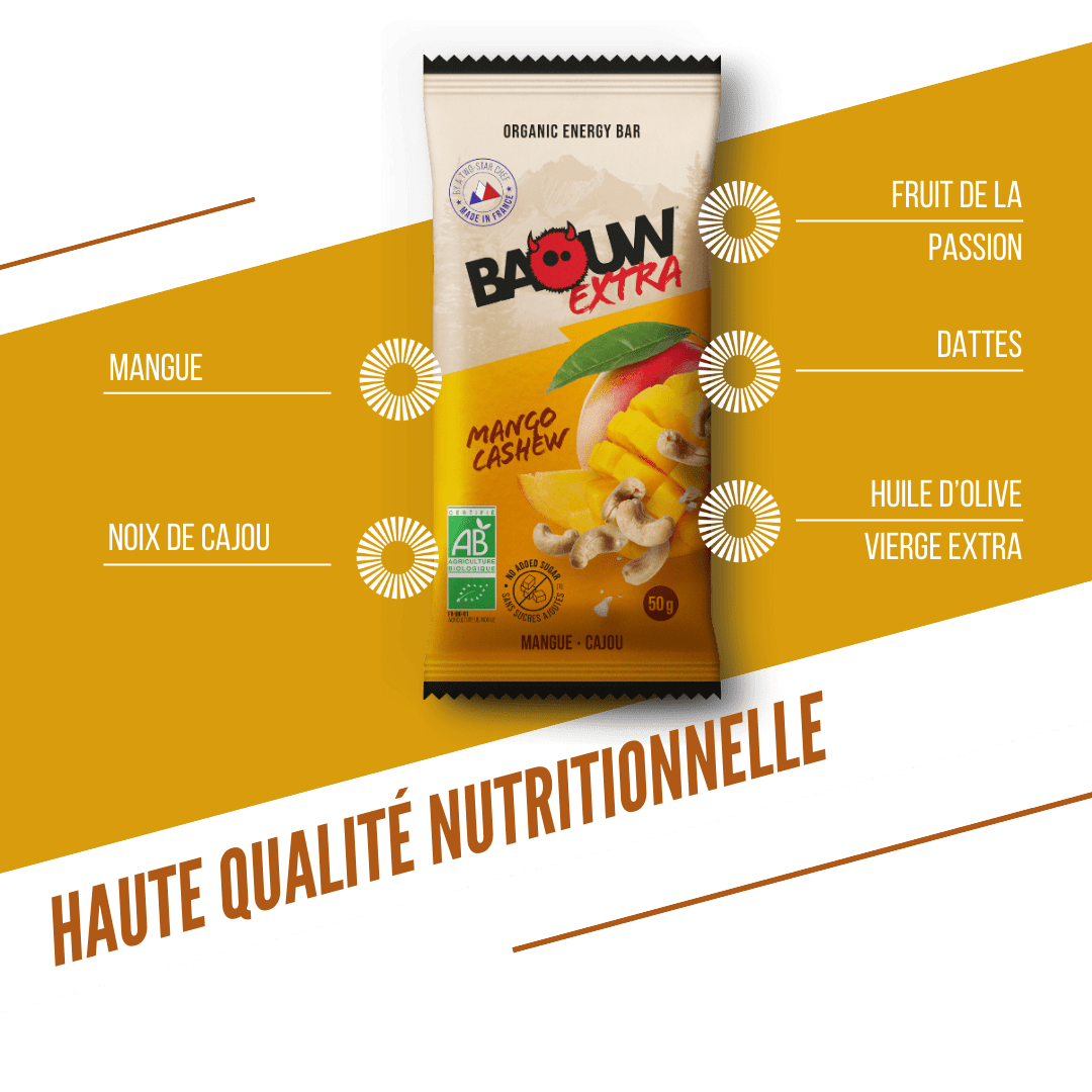 Energetická tyčinka BAOUW BIO EXTRA Mango Kešu (50g)