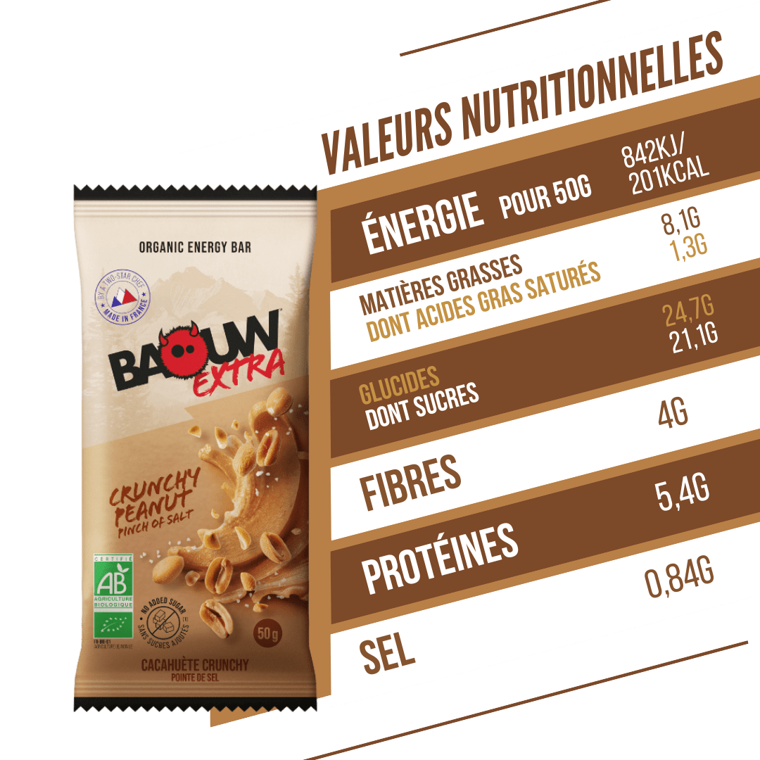 Baton Energetyczny BAOUW BIO EXTRA Cacahuète Crunchy (50g)