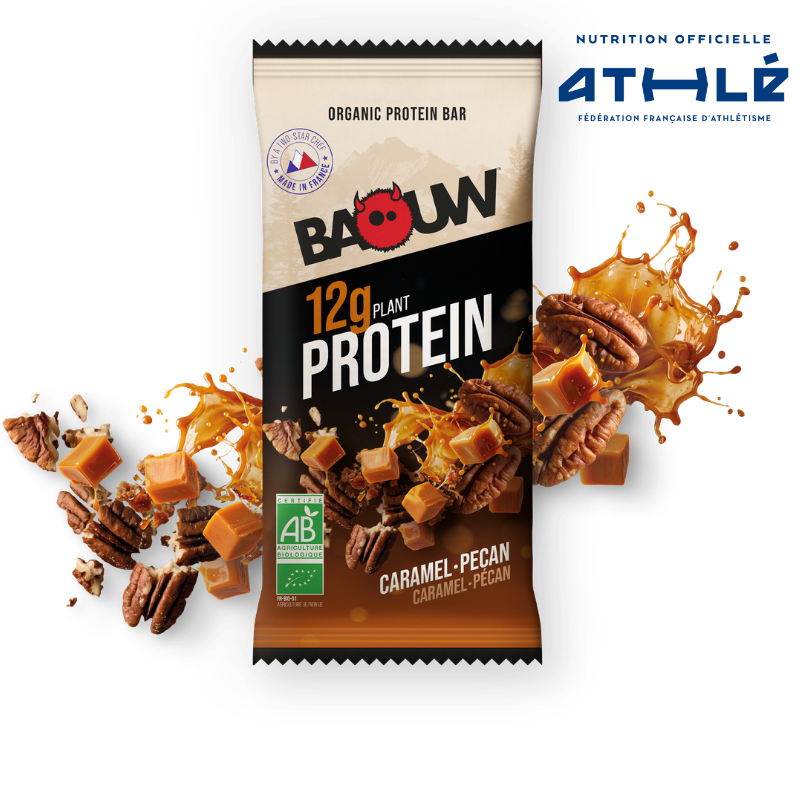 Biologische eiwitreep BAOUW EXTRA karamel/pecannoot (50 g)