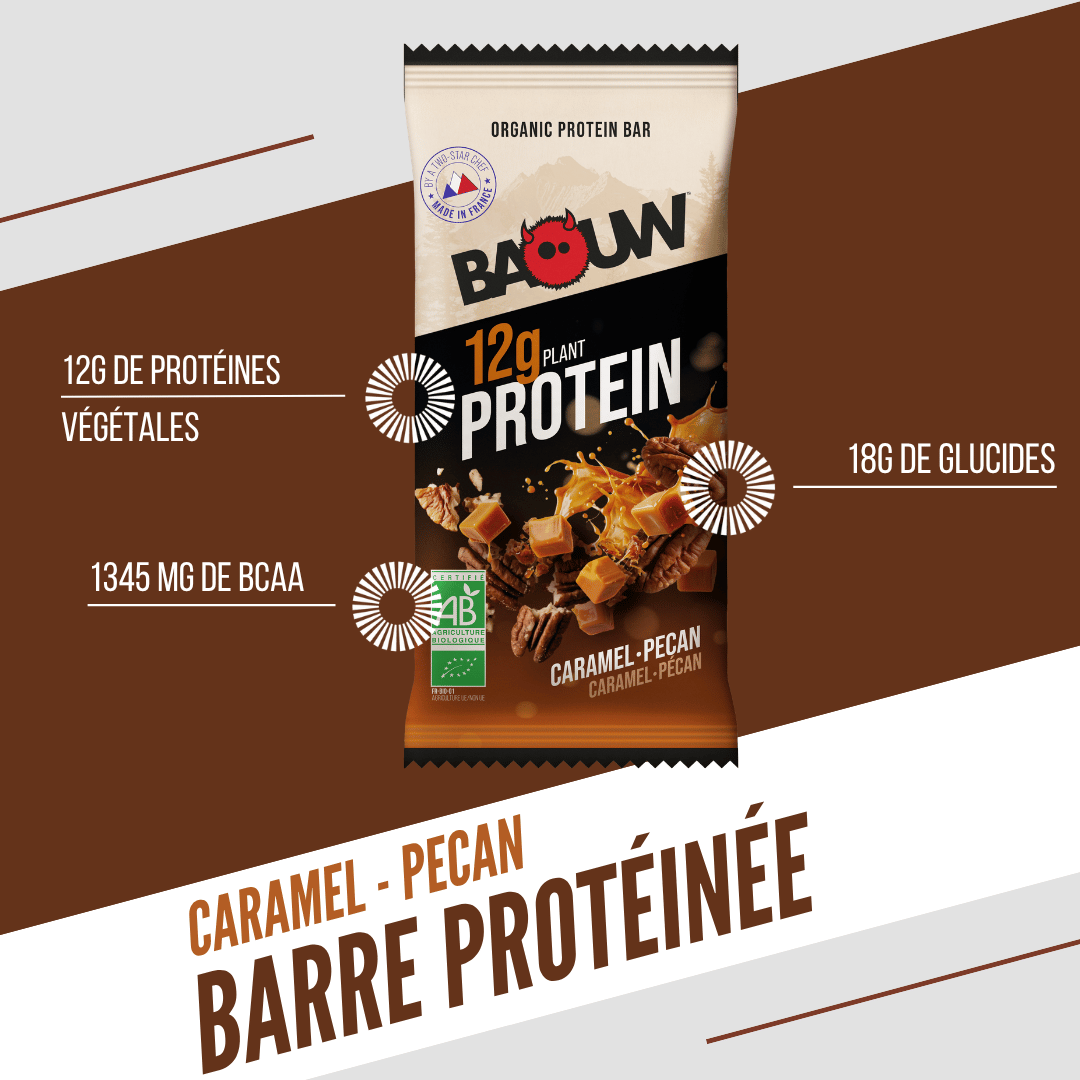 Biologische eiwitreep BAOUW EXTRA karamel/pecannoot (50 g)