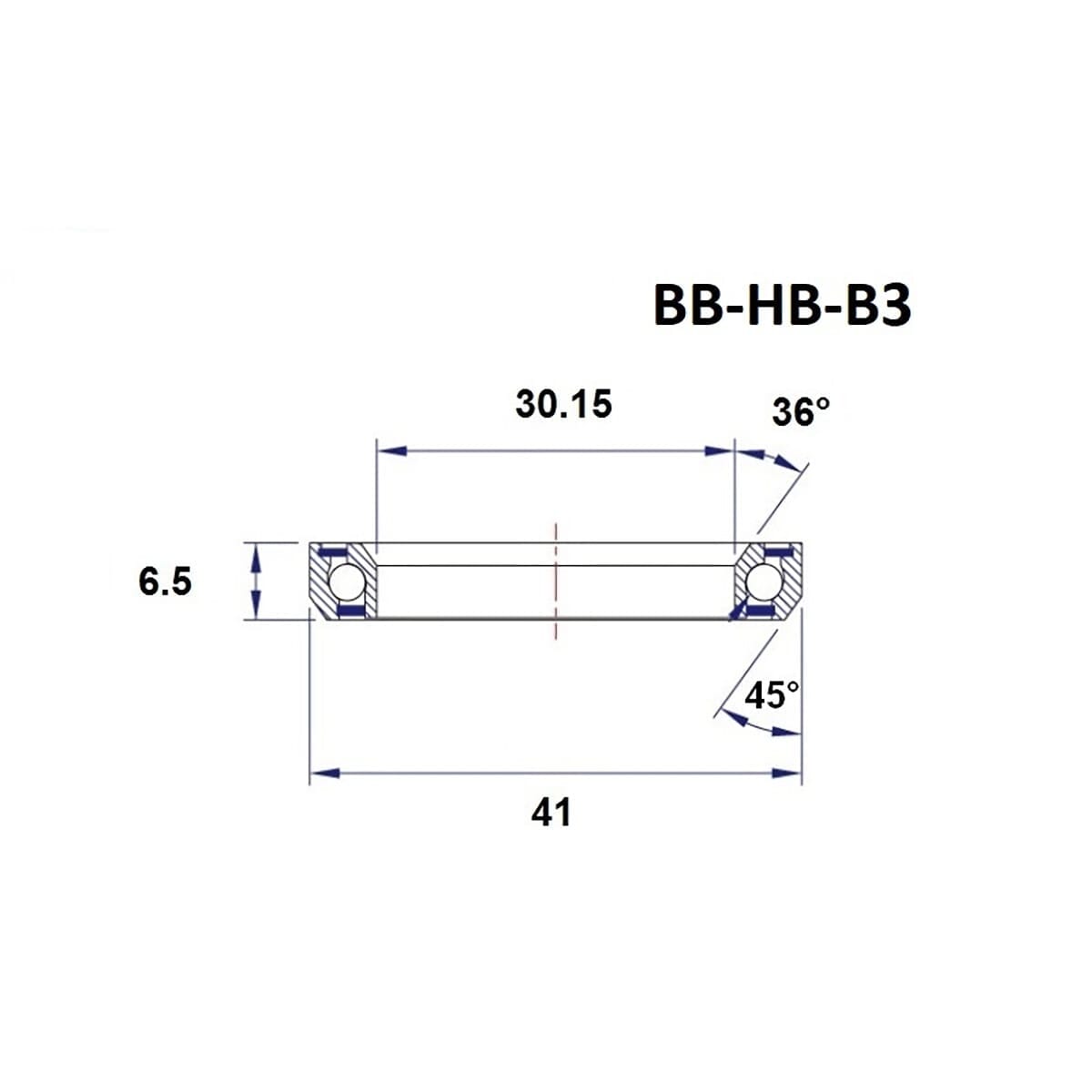 Stuurbuis Lager BLACK BEARING B3 1-1/8" 36/45° (30,15 x 41 x 6,5 mm)