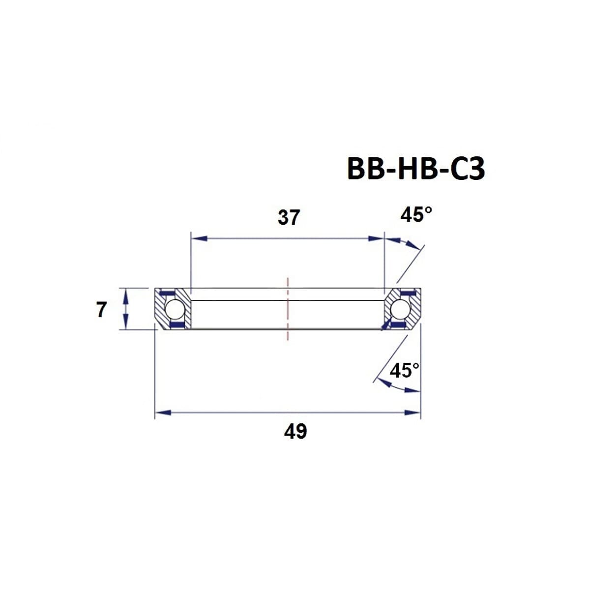 Styreleje BLACK BEARING C3 45/45° (37 x 49 x 7 mm)