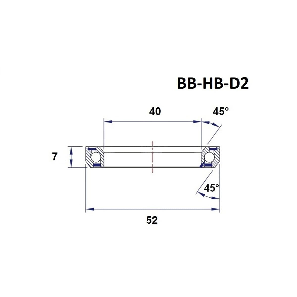 Stuurlager BLACK BEARING D2 1-1/2" 45/45° (40 x 52 x 7 mm)