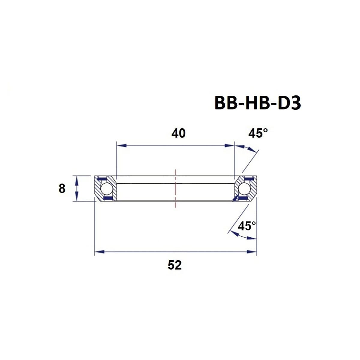Ρουλεμάν Διεύθυνσης BLACK BEARING D3 1-1/2" 45/45° (40 x 52 x 8 mm)