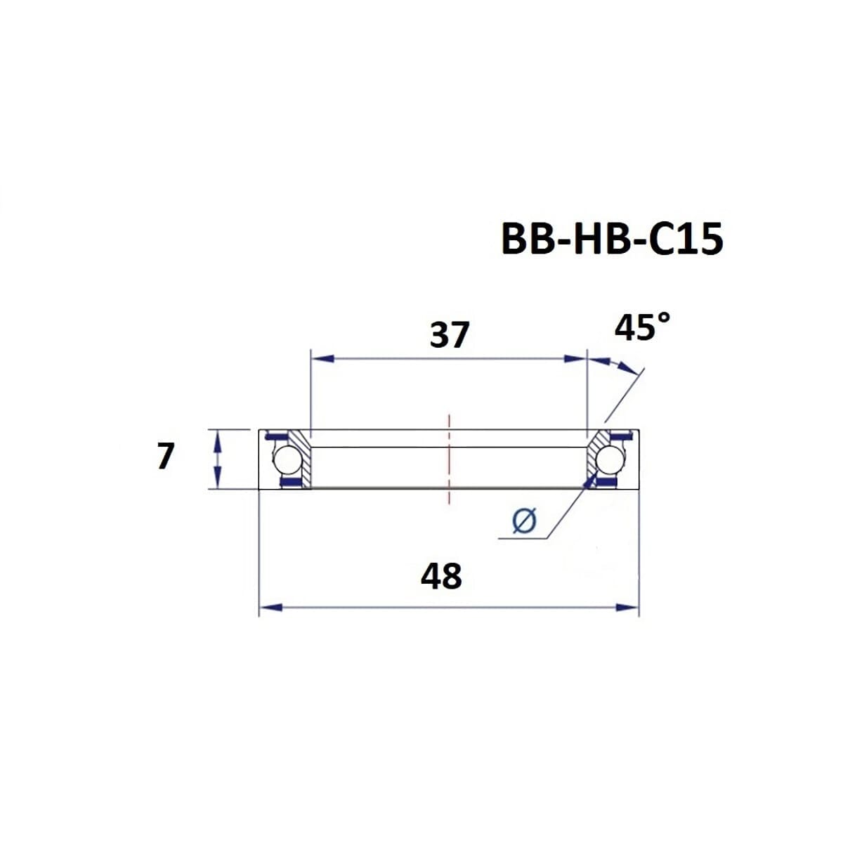 BLACK BEARING C15 45/90° (37 x 48 x 7 mm) juhtsüsteemi laager