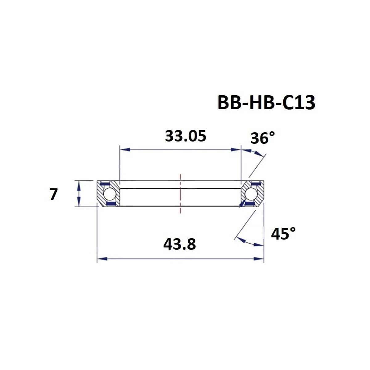 Łożysko Główki Ramy BLACK BEARING C13 36/45° (33,05 x 43,8 x 7 mm)