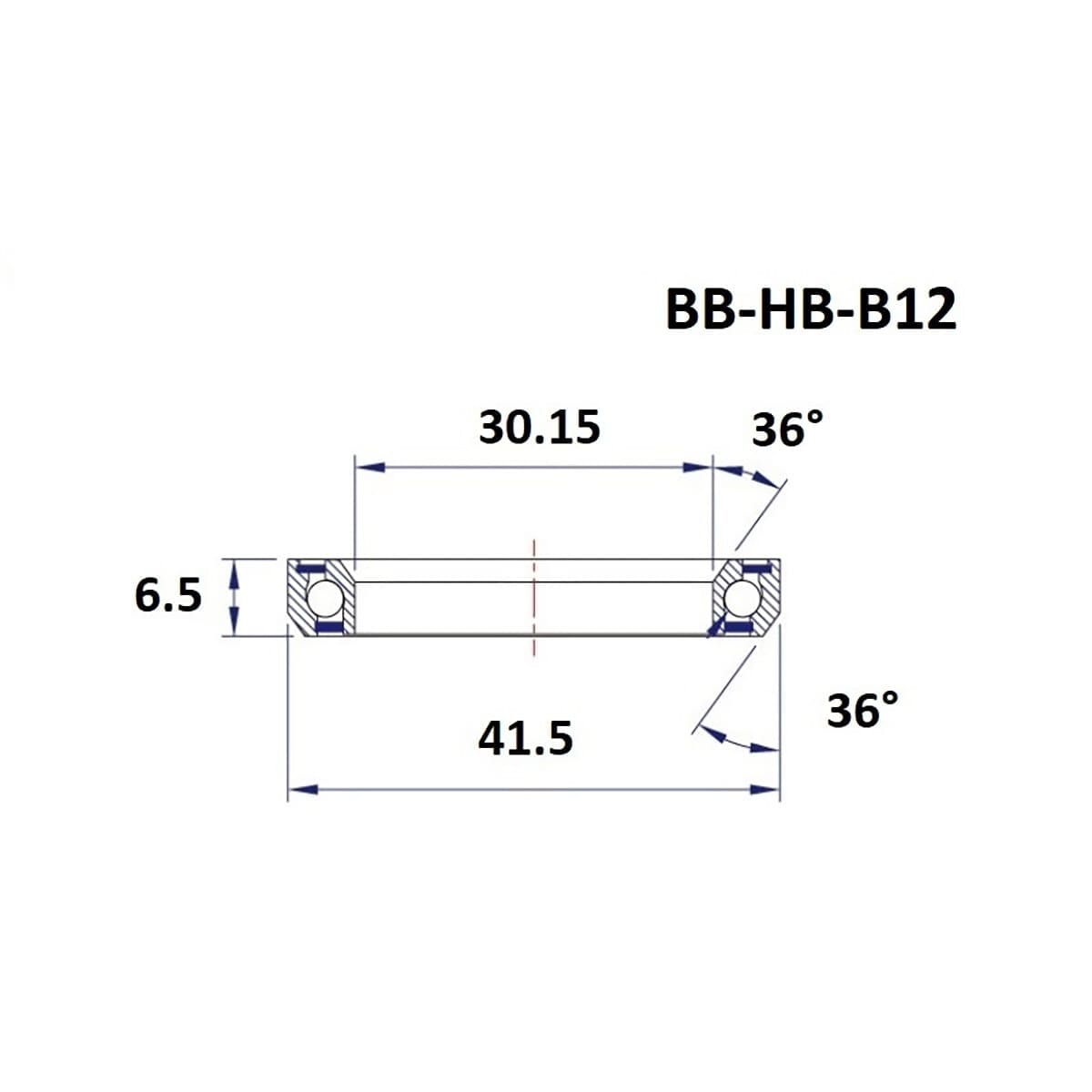 Łożysko kierownicy BLACK BEARING B12 1-1/8" 36/36° (30,15 x 41,5 x 6,5 mm)