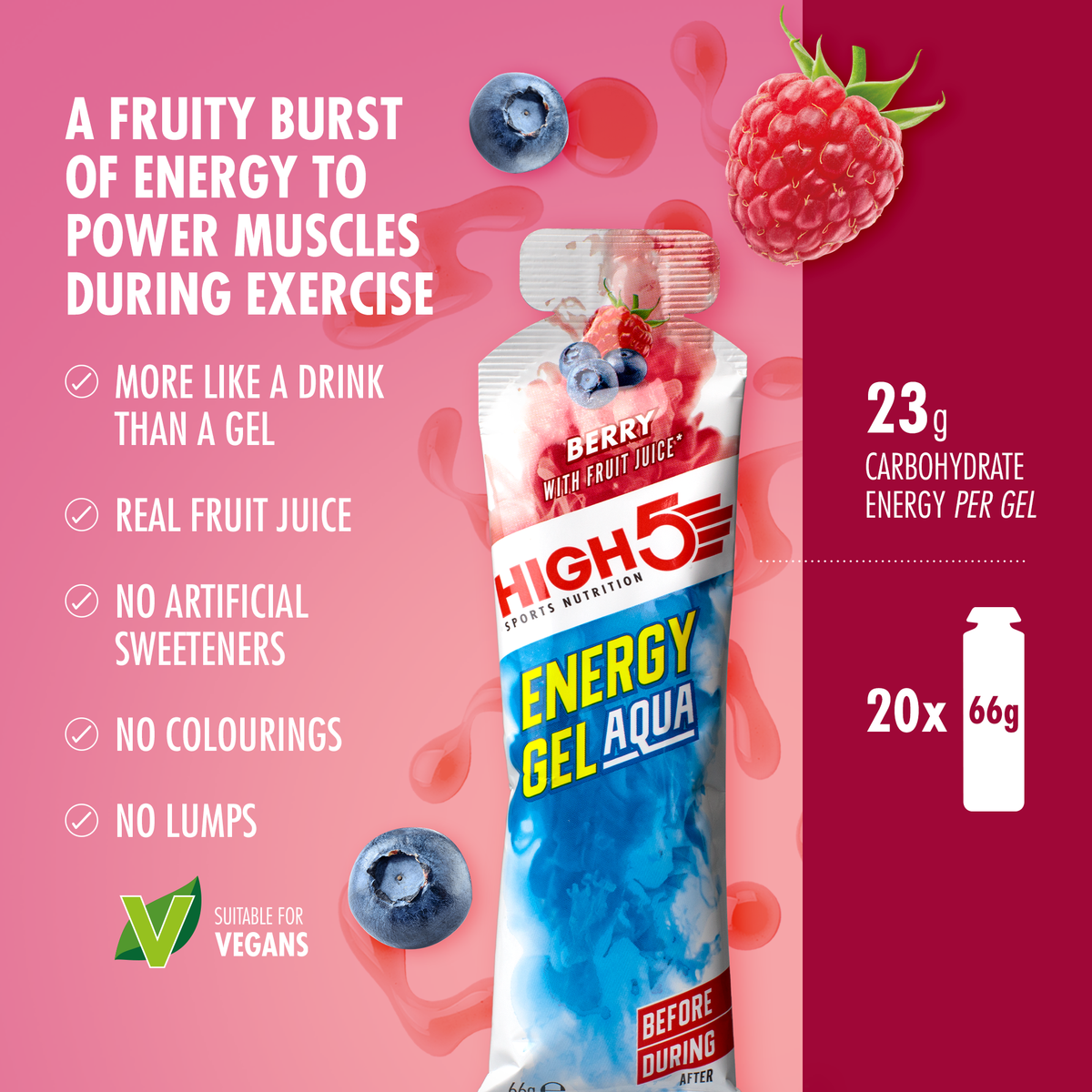 HIGH5 ENERGY GEL Aqua Energy Gel (66g) Red Berries