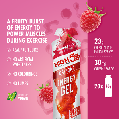 Energetický gel HIGH5 ENERGY GEL Caffeine (40g) Malina
