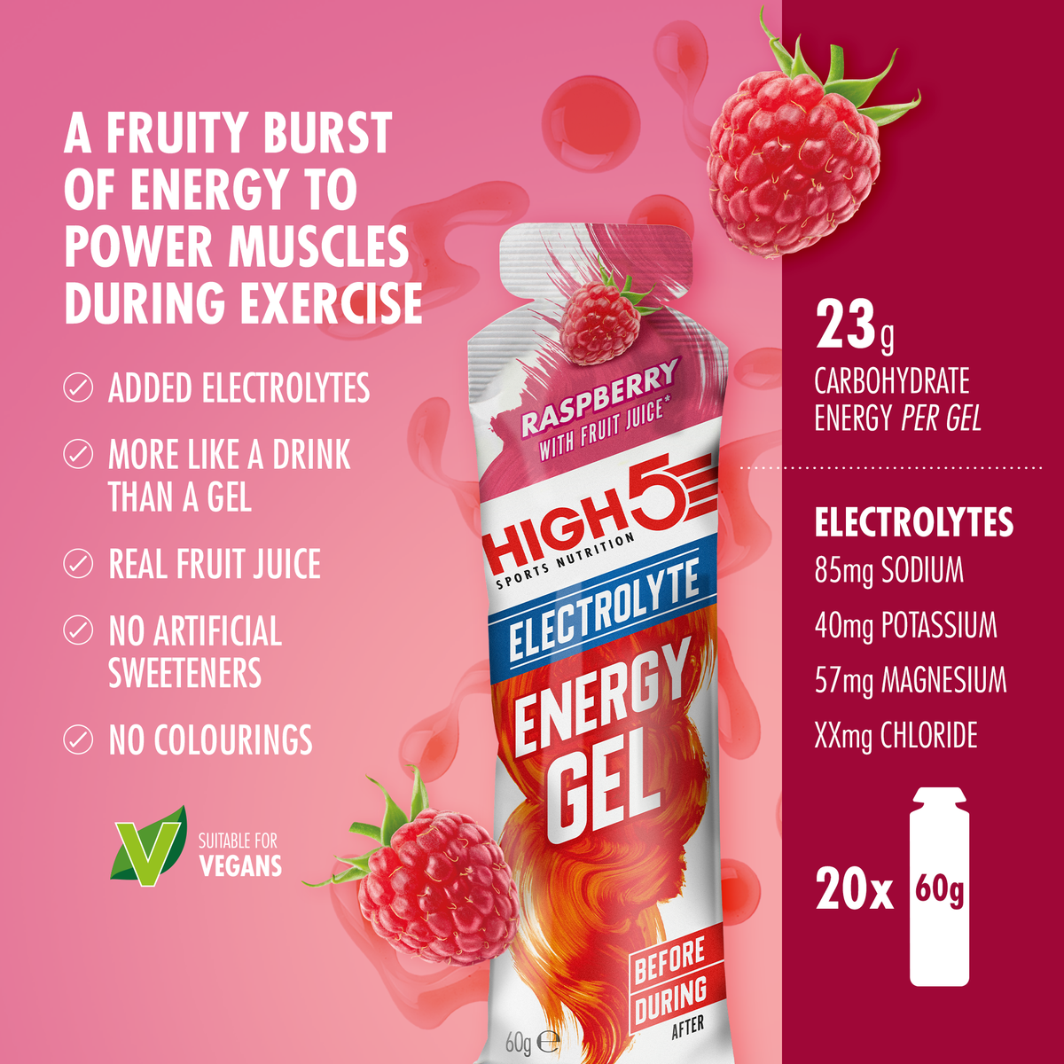 Energetický gel HIGH5 ENERGY ELECTROLYTE (60 g) Malina