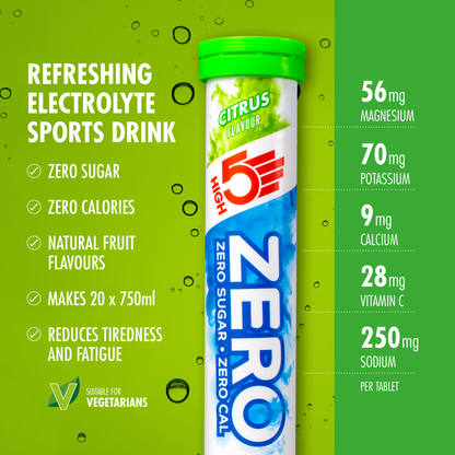 Elektrolitske Tablete za Hidracijo HIGH5 ZERO (x20) Limona