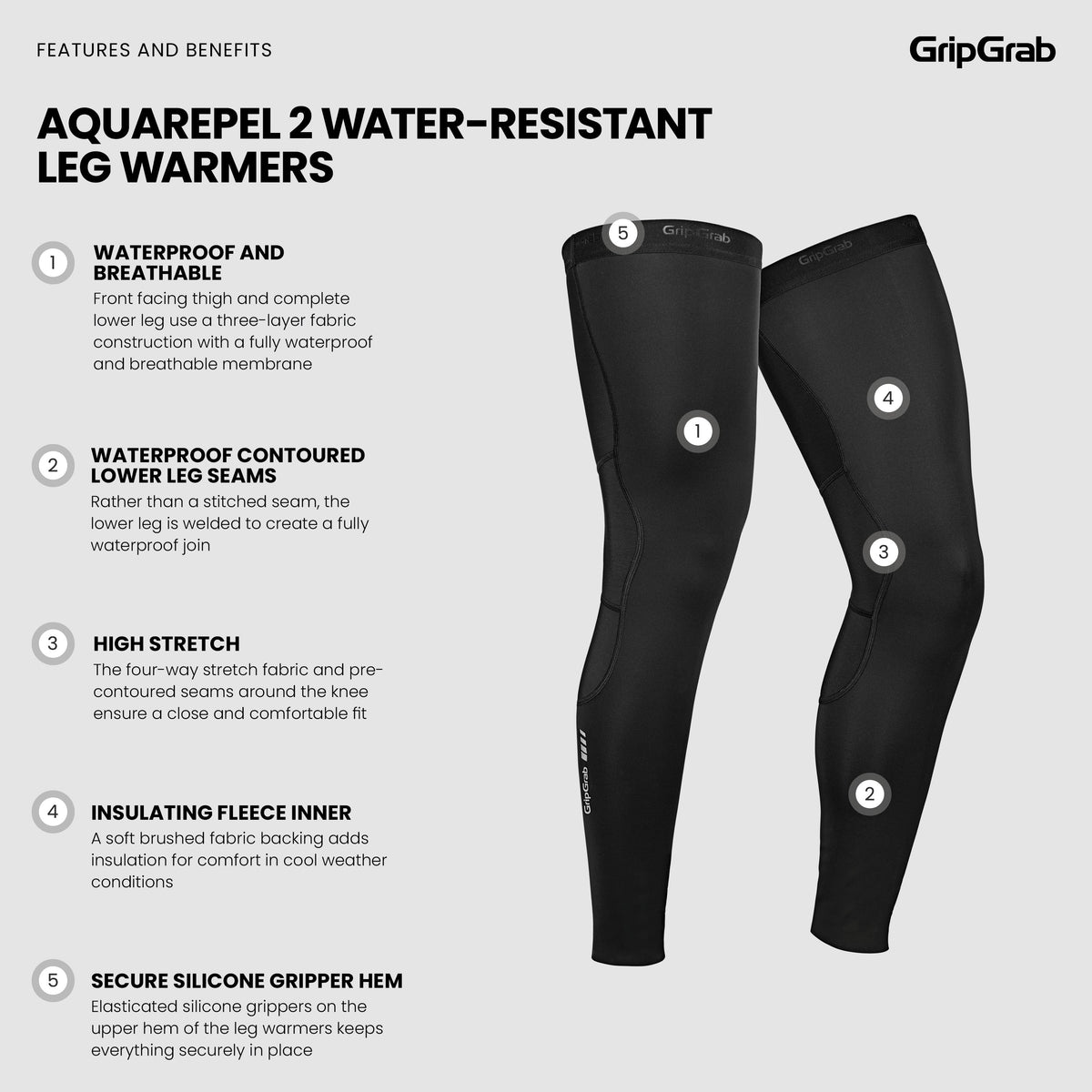 Czarne nogawki GRIPGRAB AQUAREPEL 2 WATER RESISTANT