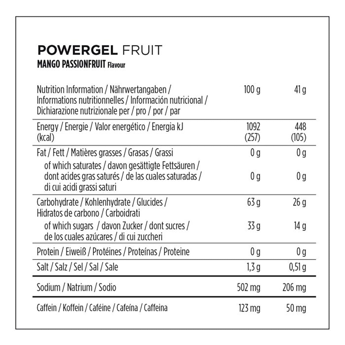 POWERBAR POWERGEL FRUIT Energy Gel (41g) Caffeinated Mango Passion