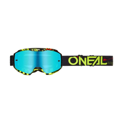 Masque O'NEAL B-10 ATTACK Noir/Jaune Fluo Écran Radium Bleu