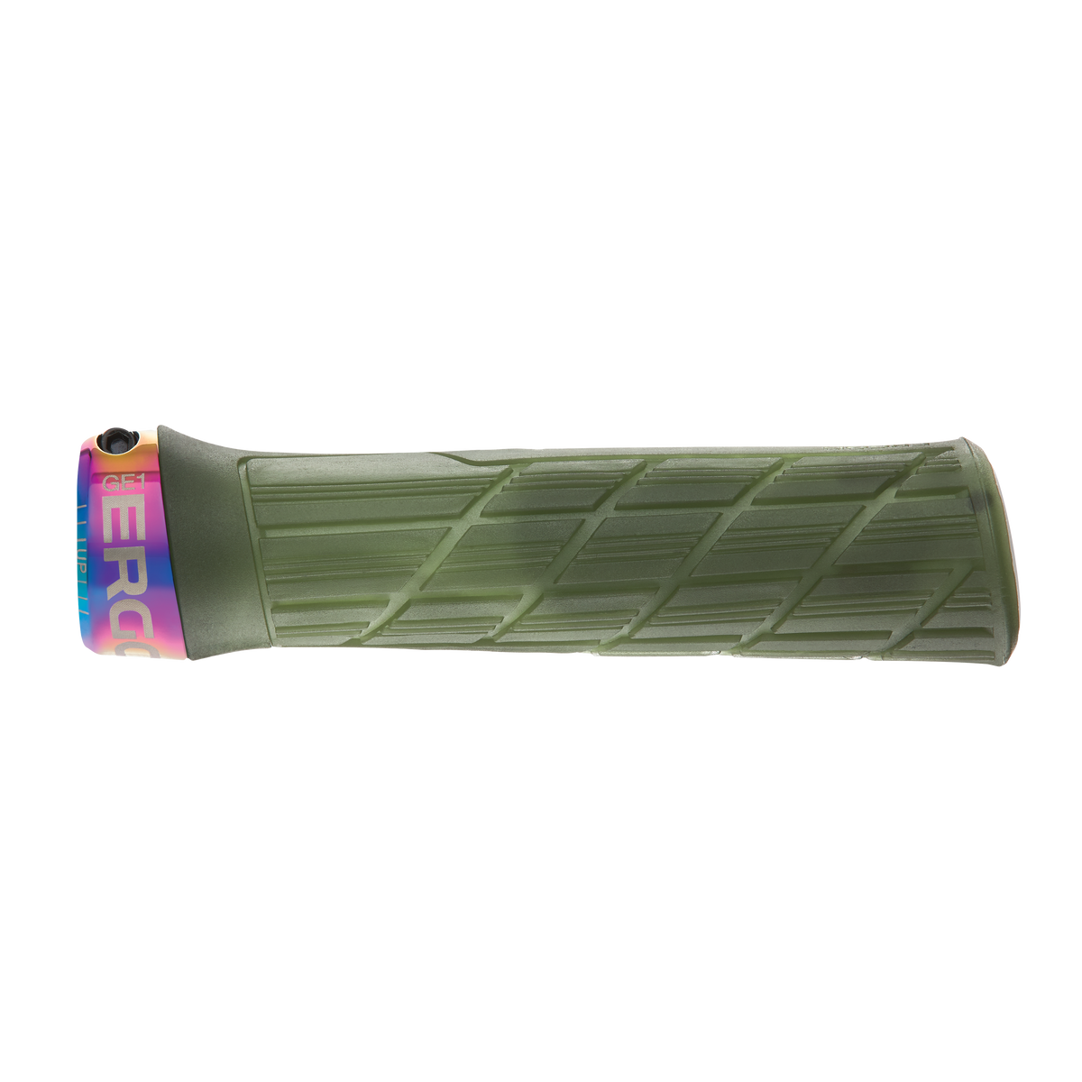 Gripy ERGON GE1 EVO Factory Slim zelené Frozen Moss s objímkami Oil Slick – detail