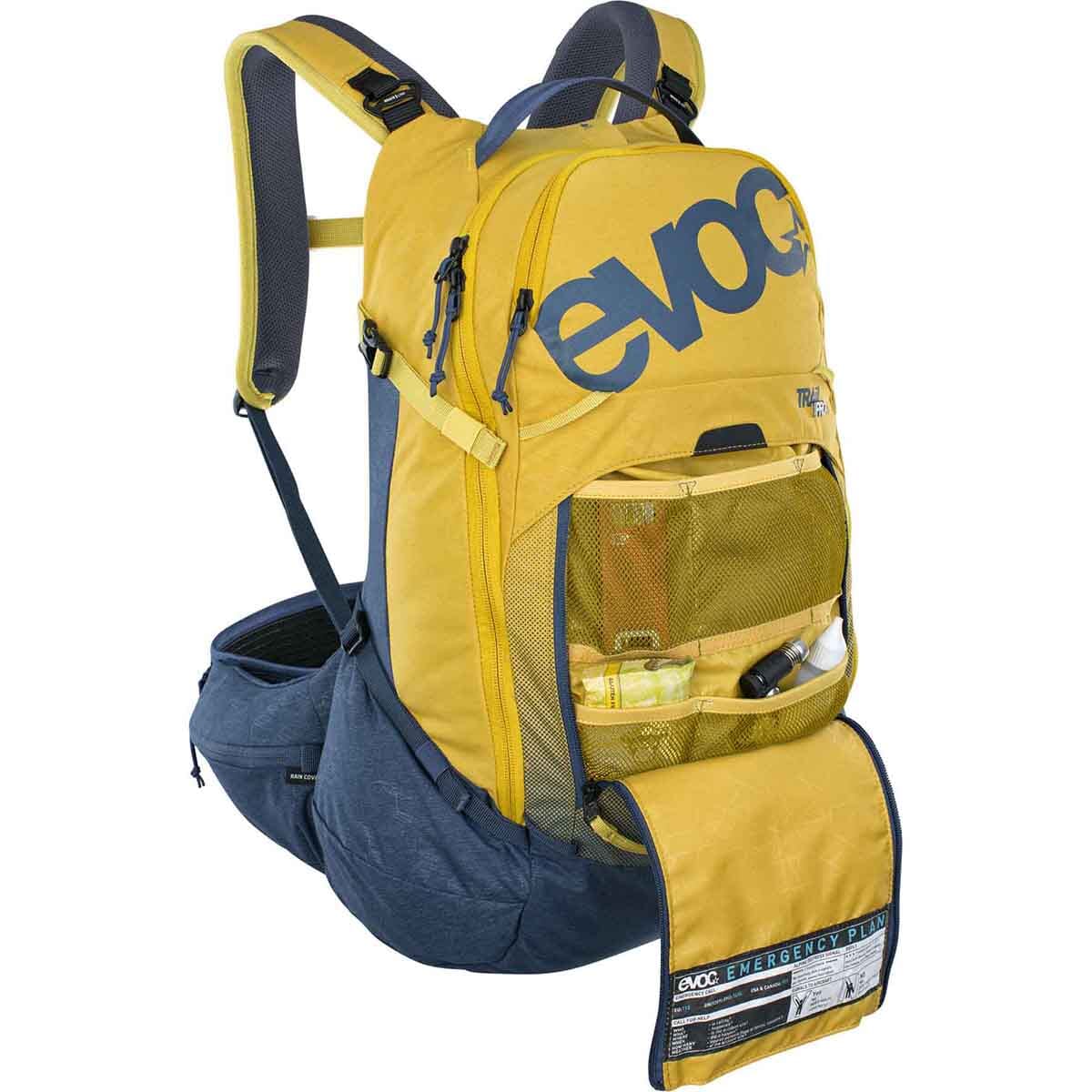 Backpack with Back Protector EVOC TRAIL PRO 26L Yellow/Blue