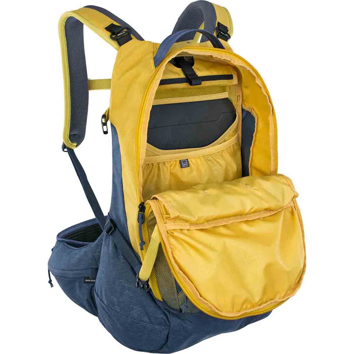 Backpack with Back Protector EVOC TRAIL PRO 26L Yellow/Blue