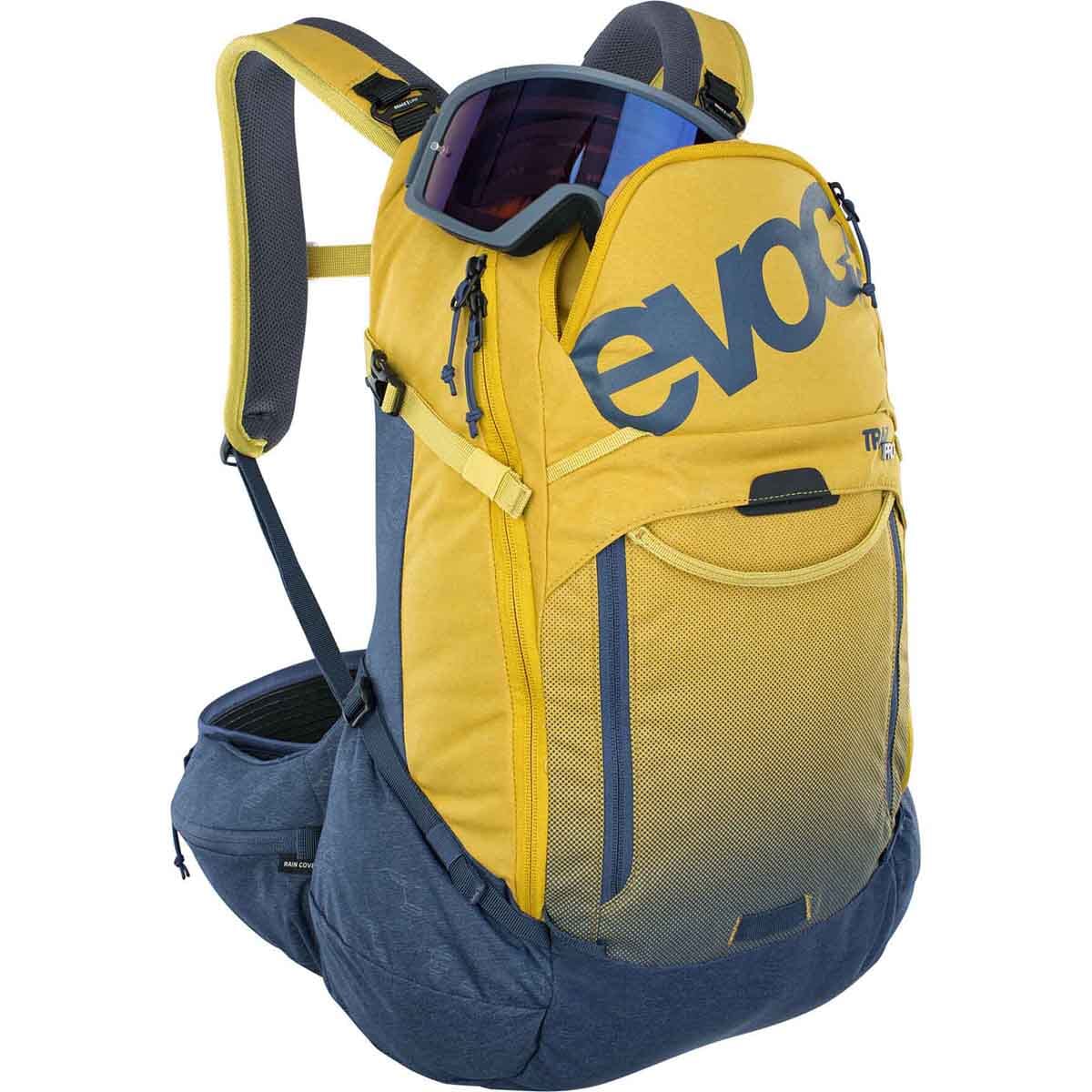 Backpack with Back Protector EVOC TRAIL PRO 26L Yellow/Blue