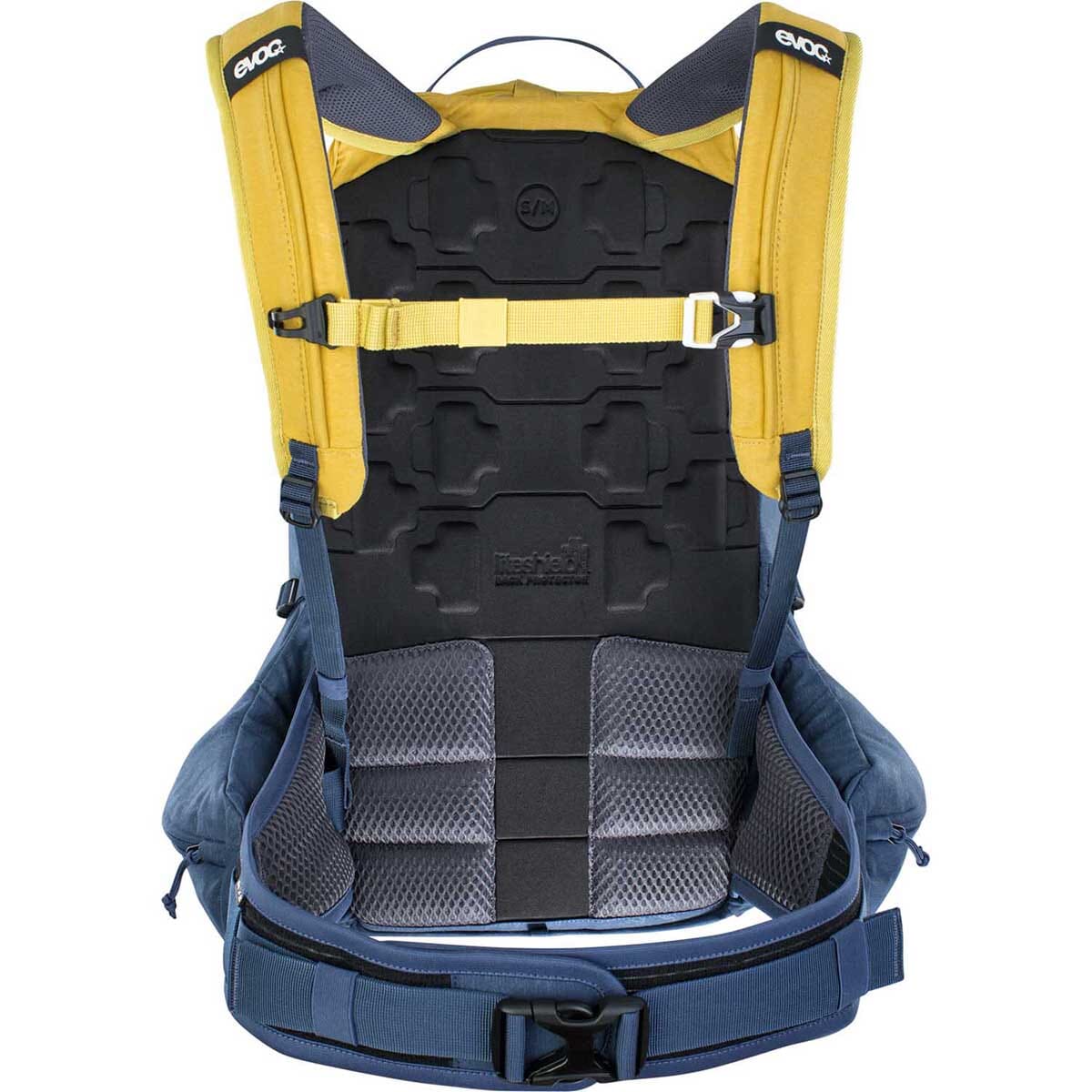 Backpack with Back Protector EVOC TRAIL PRO 26L Yellow/Blue