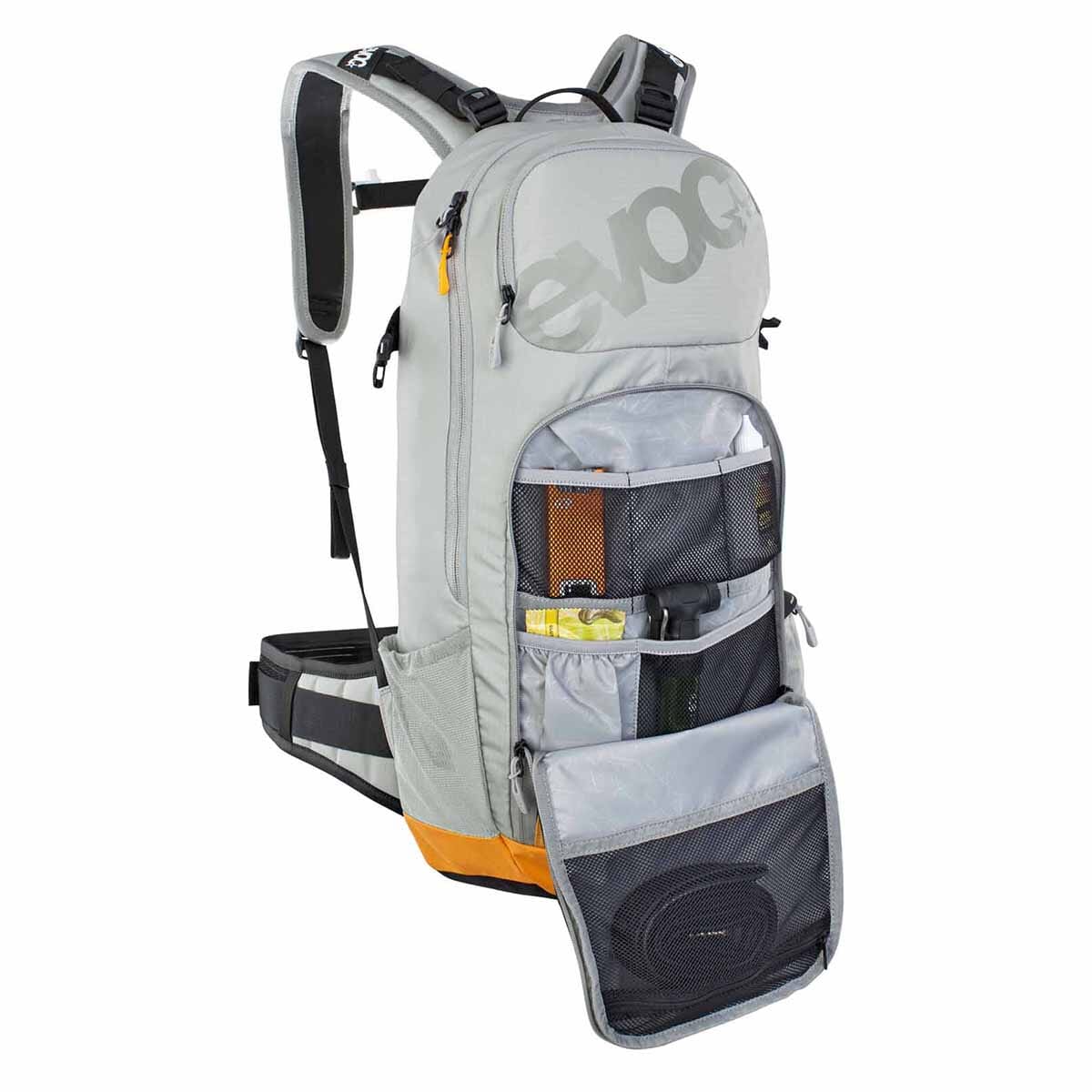 EVOC FR ENDURO E-RIDE 16L Grey/Orange Backpack with Back Protector