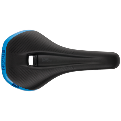 ERGON SM Pro Midsummer Blue S/M -satula, TiNox-kiskot – yksityiskohta