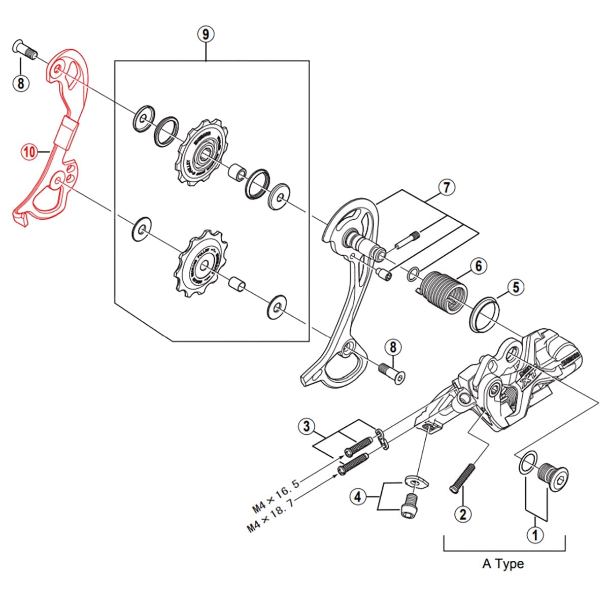 Internal Medium Rear Derailleur Cage SHIMANO XT RD-M772 GS