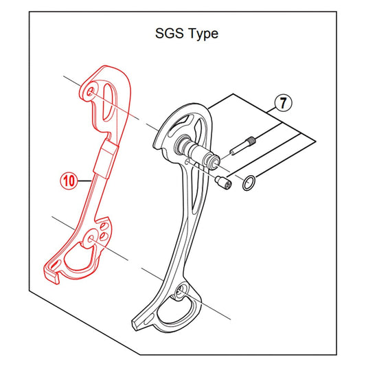 Lång Inre Bakväxelklo SHIMANO XT RD-M772 SGS #Y5W710000