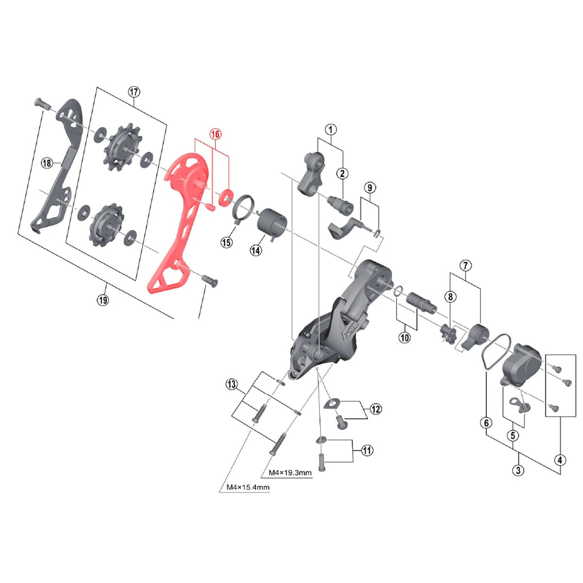 Short External Cage for SHIMANO XT M8000 GS Rear Derailleur #Y5RT98080