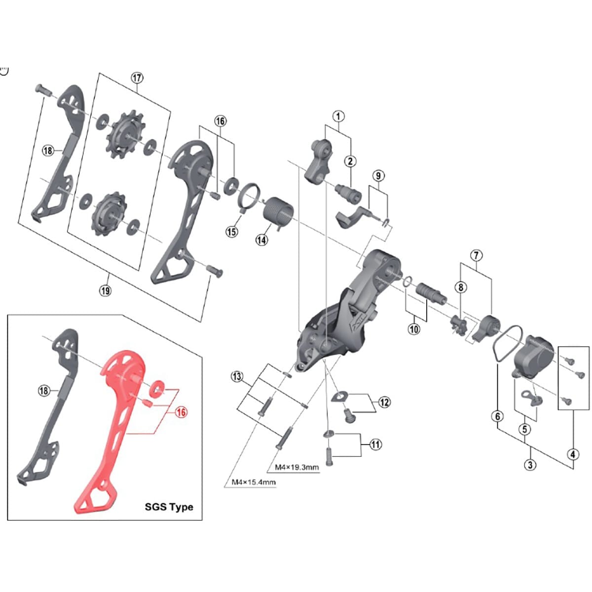 Long Outer Cage for SHIMANO XT M8000 SGS Rear Derailleur #Y5RT98090