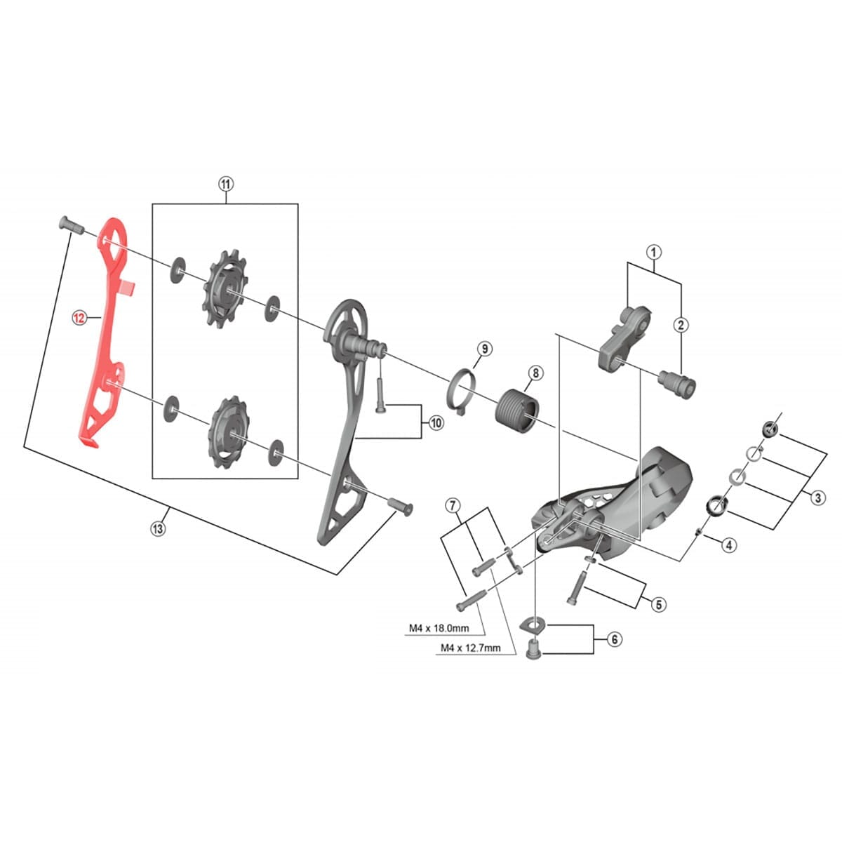 Intern medium bagskifterbøjle SHIMANO ULTEGRA RD-R8000-GS #Y3E916000