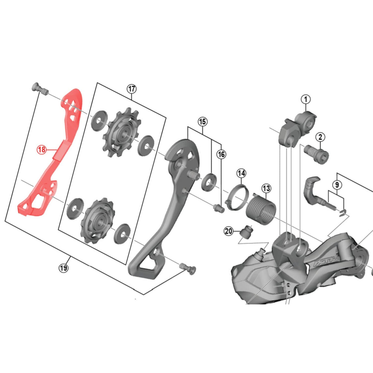 Intern Lång Bakväxelöra SHIMANO XTR Di2 RD-M9050 #Y5PU10100