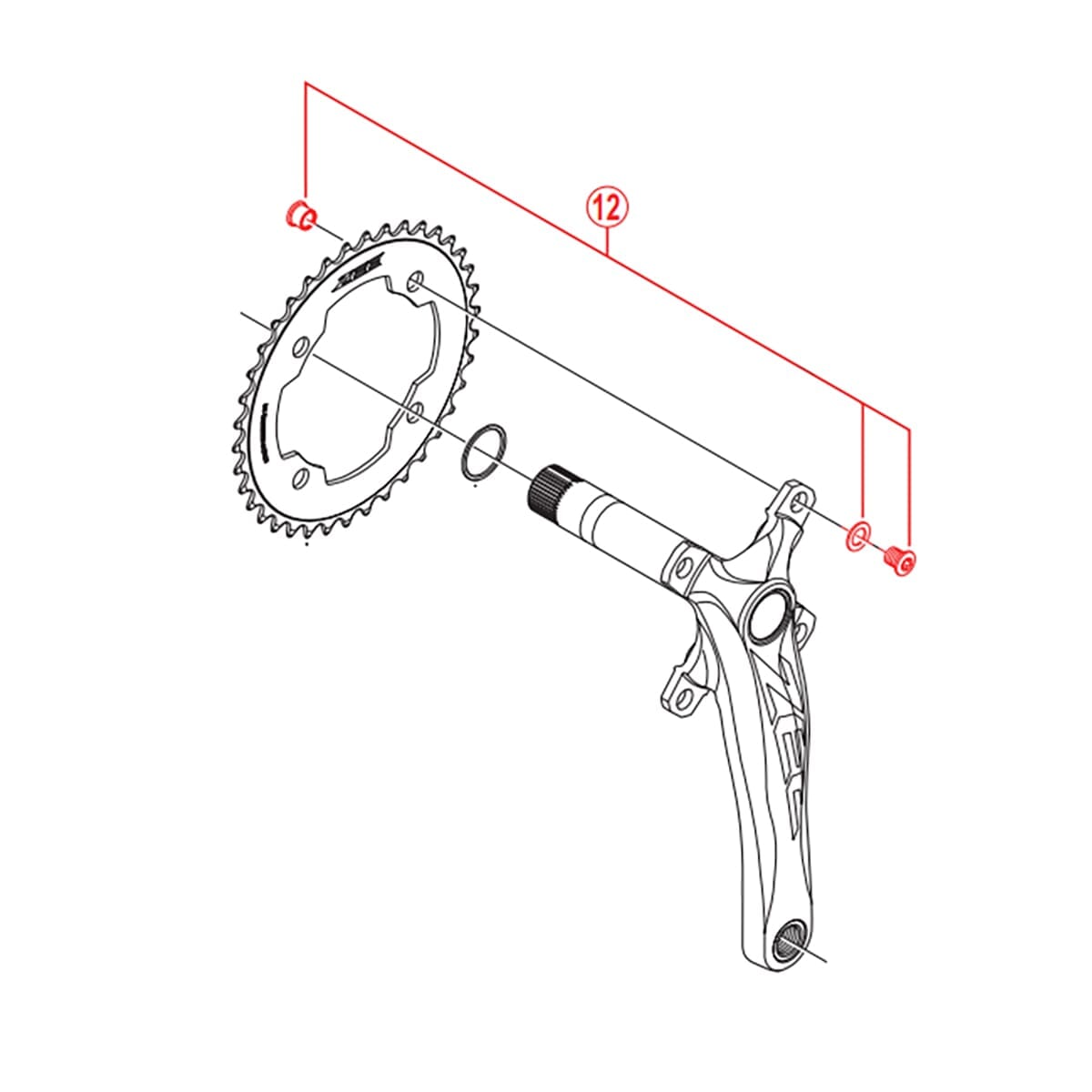 Setti 4 Ruuvia ja Holkkia M8x8,5 mm SHIMANO ZEE FC-M640 Kampiakselia varten
