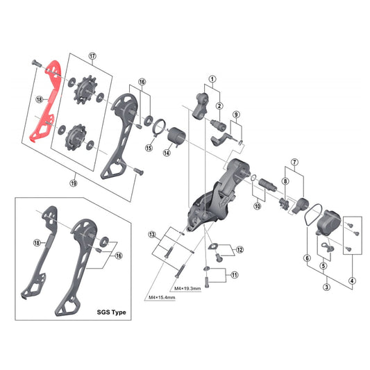 SHIMANO XT M8000 GS Takasiirtäjän Sisäinen Keskikokoinen Häkki #Y5RT09000