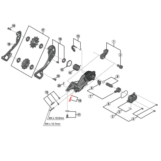Nastavovací šroub B pro zadní přehazovačku SHIMANO XTR M9000 / M9100 / M9120 #Y5PV98070