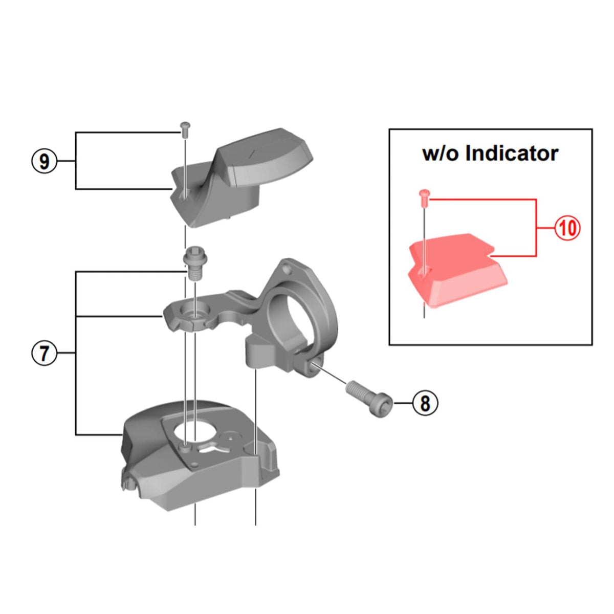 Indikatorpassagedæksel til SHIMANO SLX M7000 højre gearvælger #Y06M98070