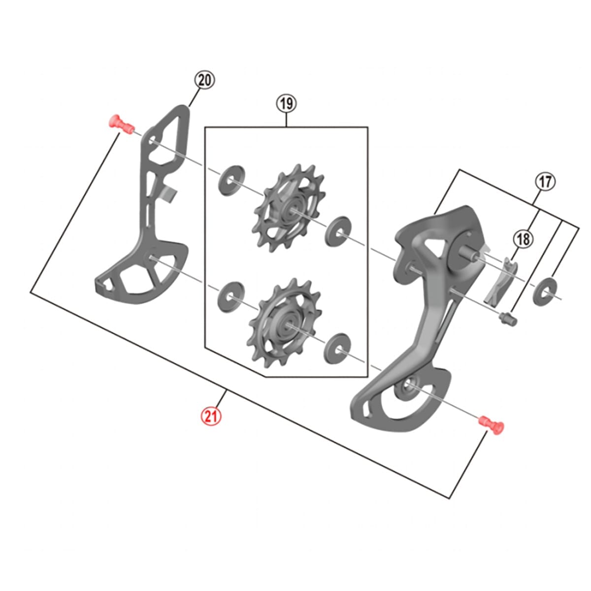 Pulleyhjul Skrue til Bagerste Derailleur SHIMANO XTR M9000 / M9100 #Y5XX98130