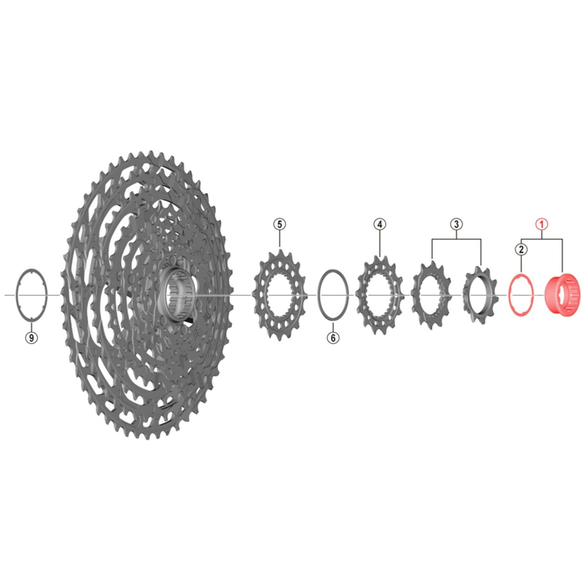 Παξιμάδι και Αποστάτης Σύσφιξης για Κασέτα SHIMANO XTR CS-M9100-12 #Y1X498010