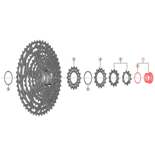 Locknut and Spacer for SHIMANO XTR CS-M9100-12 Cassette #Y1X498010