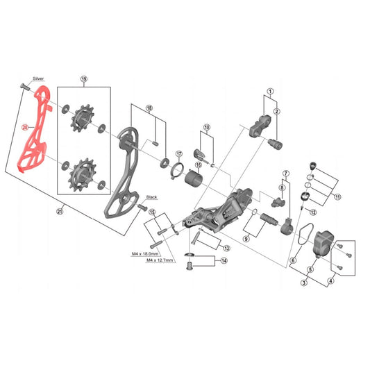 Interne Achterderailleurplaat SHIMANO GRX RD-RX810 #Y3GE06000