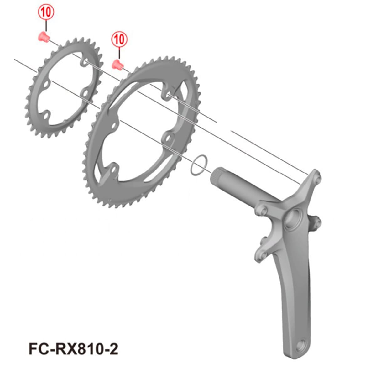 Kit of 4 Chainring Bolts for SHIMANO GRX FC-RX810 Crankset